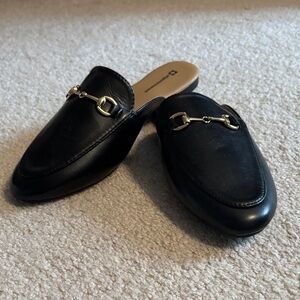 Alpine Swiss Black Mules with Silver Accent